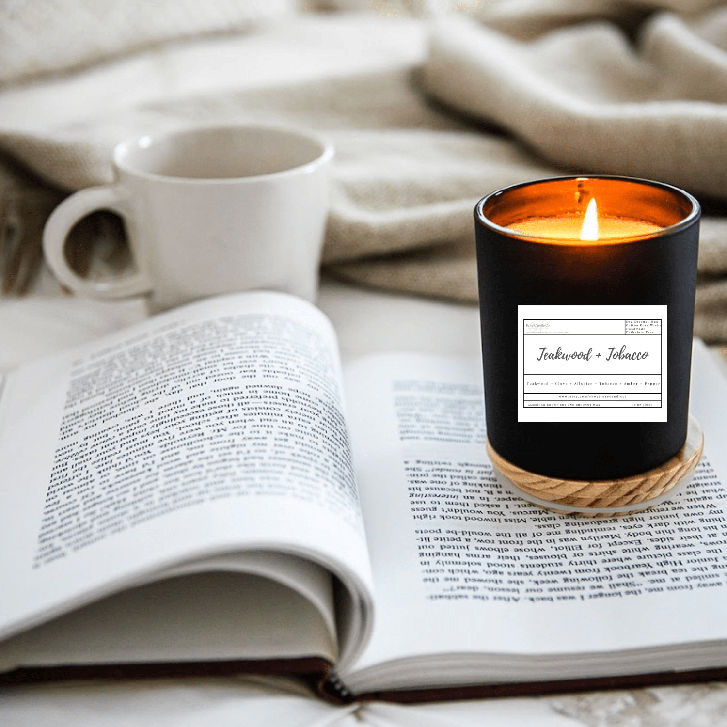 Teakwood + Tobacco - Rose Candle Co. & ApothecaryFarmhouse CandleFHC - Teakwood + Tobacco